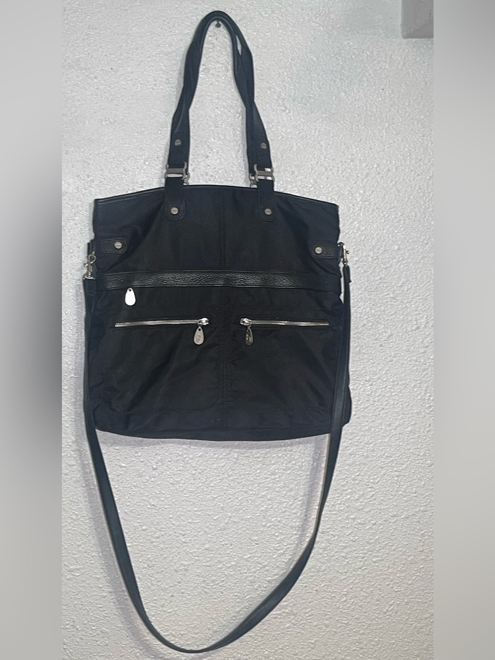 Baggallini Black Tote Shoulder/crossbody Bag with Dual Zippers